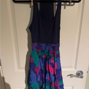 Garage Navy and Floral Mini Dress
